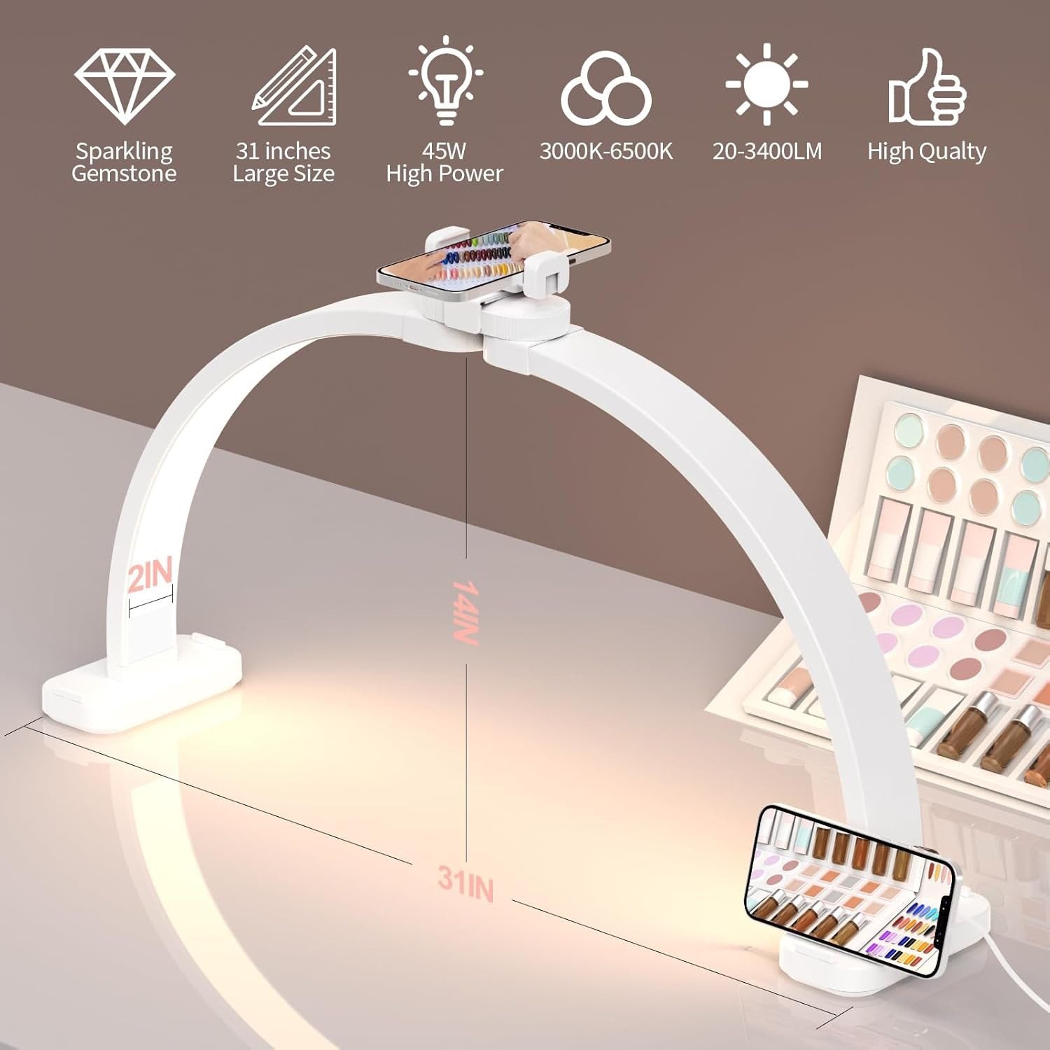 Foldable Nail Lamp For Desk (Halfmoon Shape)