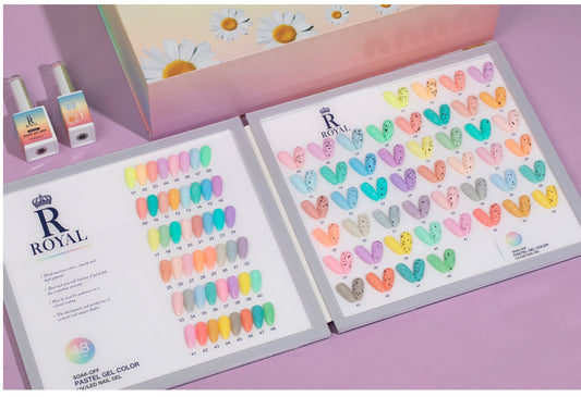 ROYAL PASTEL GEL COLOR 48 COLORS + 1 set egg shell top coat white &black