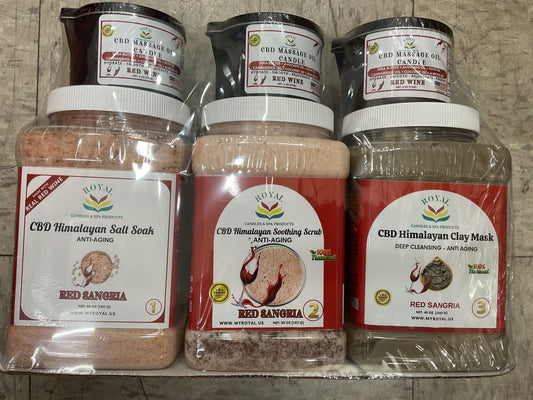SET 03 PCS CBD HIMALAYAN SALT PEDI + 03 PCS MASSAGE OIL CANDLE