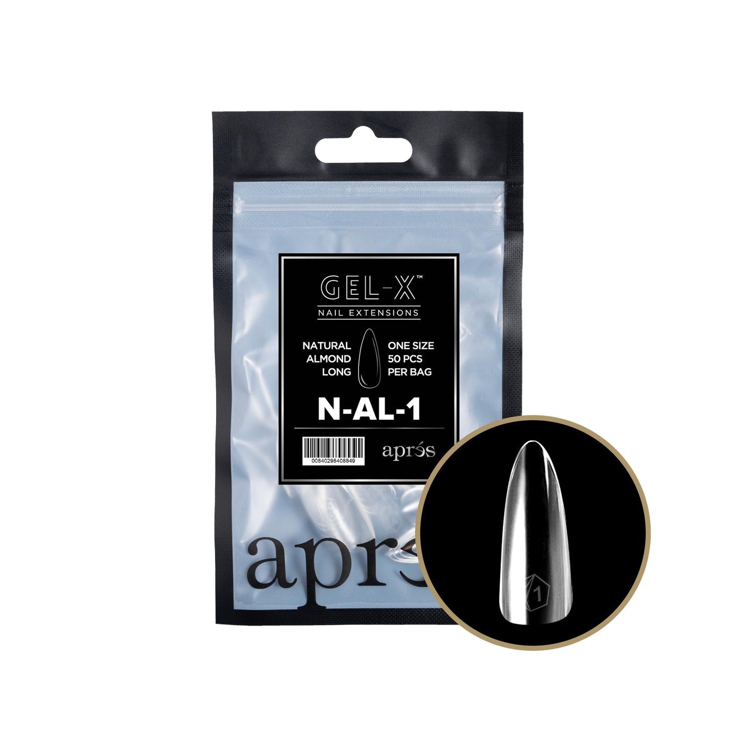 Apres - Gel-X 2.0 Refill Bags - Natural Almond Long Size 1 (50 Pcs)