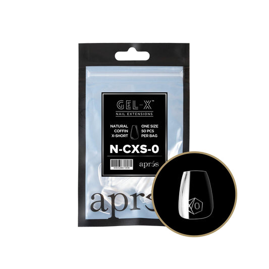 Apres - Gel-X 2.0 Refill Bags - Natural Coffin Extra Short Size 0 (50 Pcs)