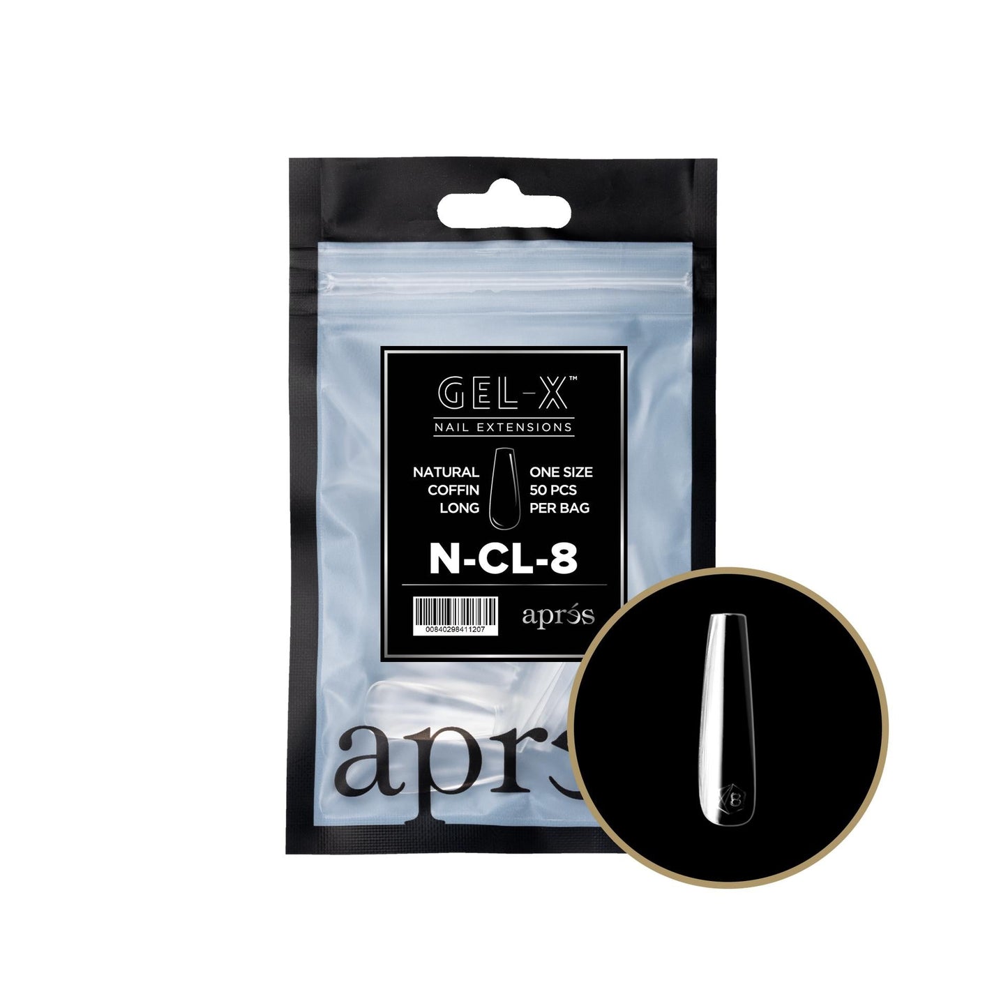 Apres - Gel-X 2.0 Refill Bags - Natural Coffin Long Size 8 (50 Pcs)