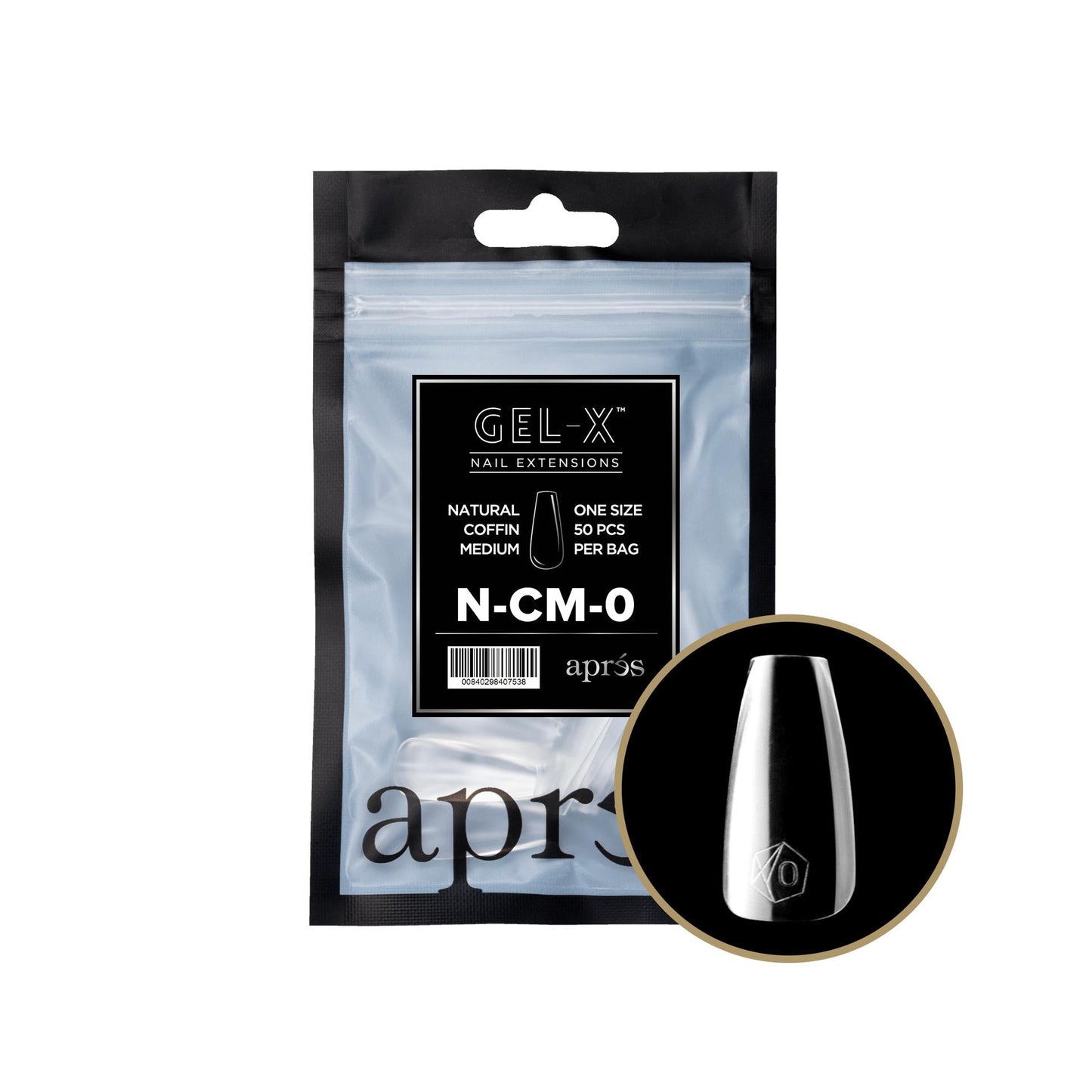 Apres - Gel-X 2.0 Refill Bags - Natural Coffin Medium Size 0 (50 Pcs)