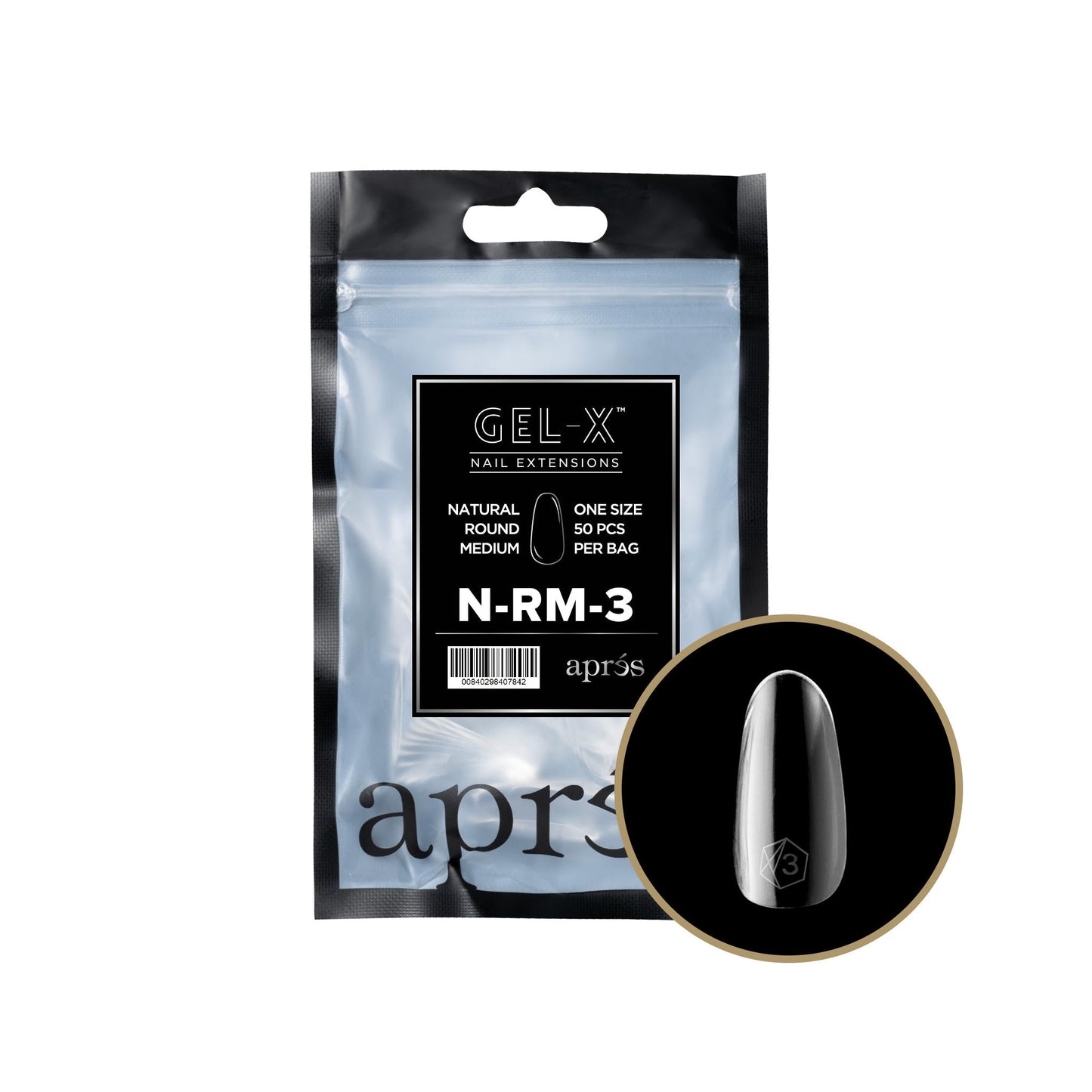 Apres - Gel-X 2.0 Refill Bags - Natural Round Medium Size 3 (50 Pcs)