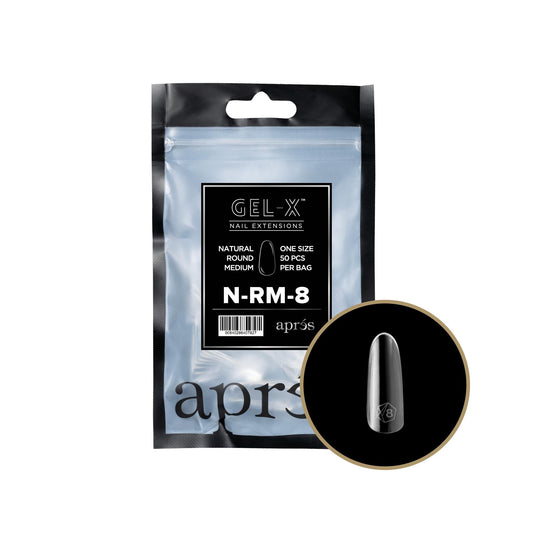 Apres - Gel-X 2.0 Refill Bags - Natural Round Medium Size 8 (50 Pcs)