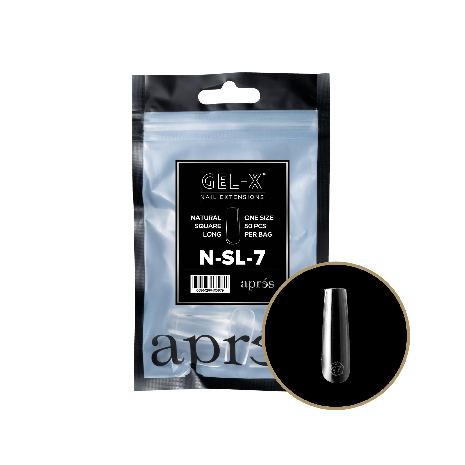 Apres - Gel-X 2.0 Refill Bags - Natural Square Long Size 7 (50 Pcs)