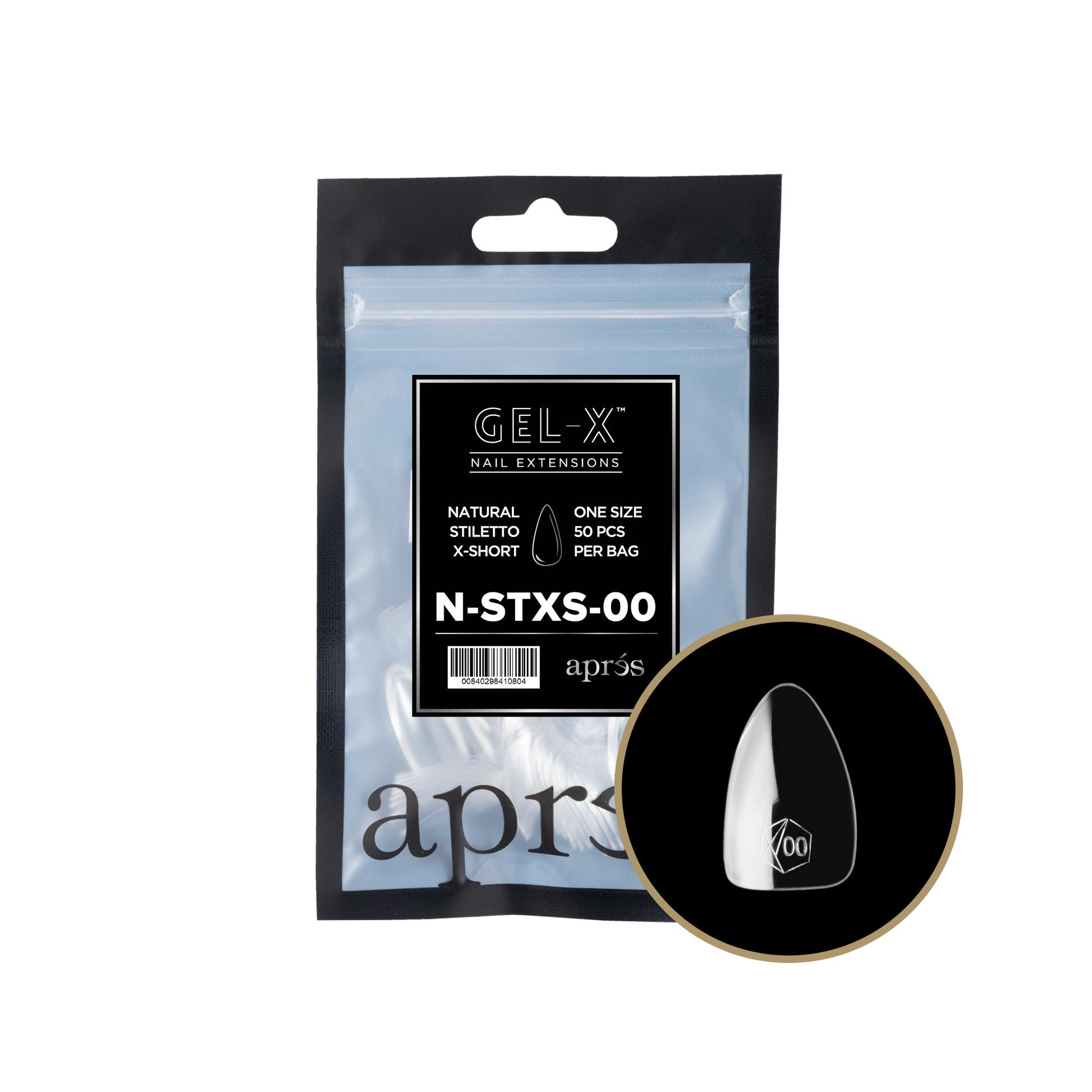 Apres - Gel-X 2.0 Refill Bags - Natural Stiletto Extra Short Size 00 (50 Pcs)