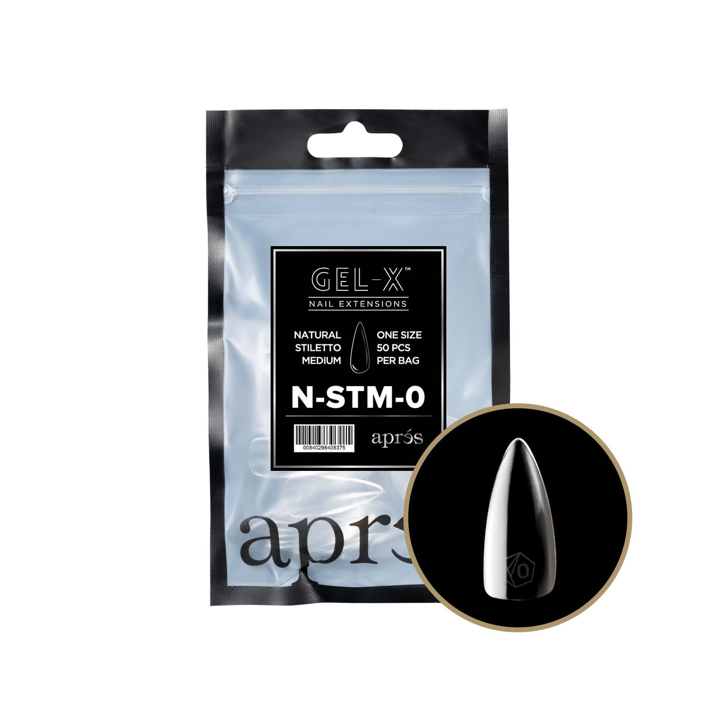 Apres - Gel-X 2.0 Refill Bags - Natural Stiletto Medium Size 0 (50 Pcs)