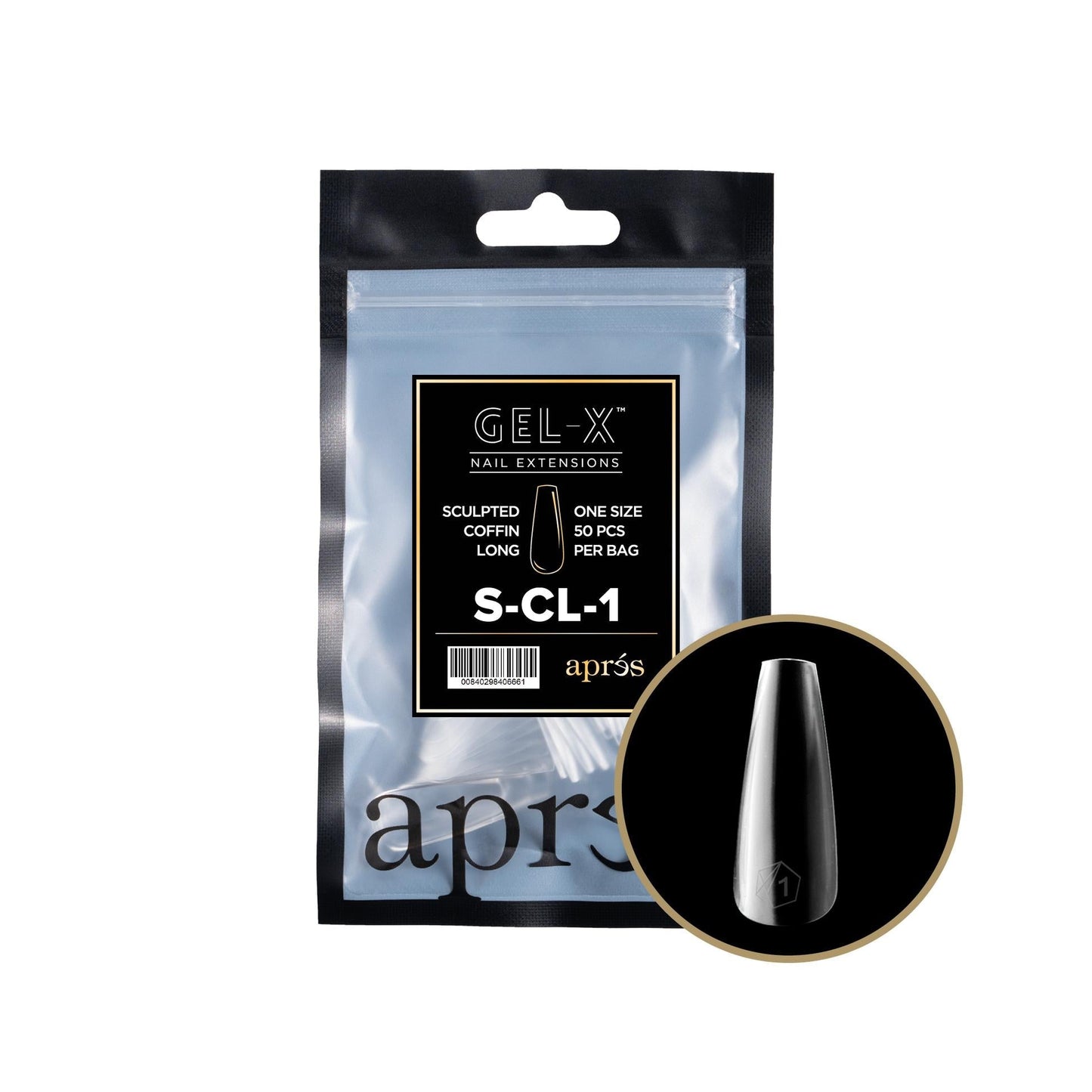 Apres - Gel-X 2.0 Refill Bags - Sculpted Coffin Long Size 1 (50 Pcs)