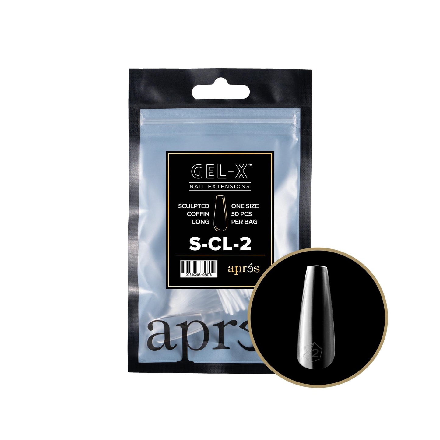 Apres - Gel-X 2.0 Refill Bags - Sculpted Coffin Long Size 2 (50 Pcs)