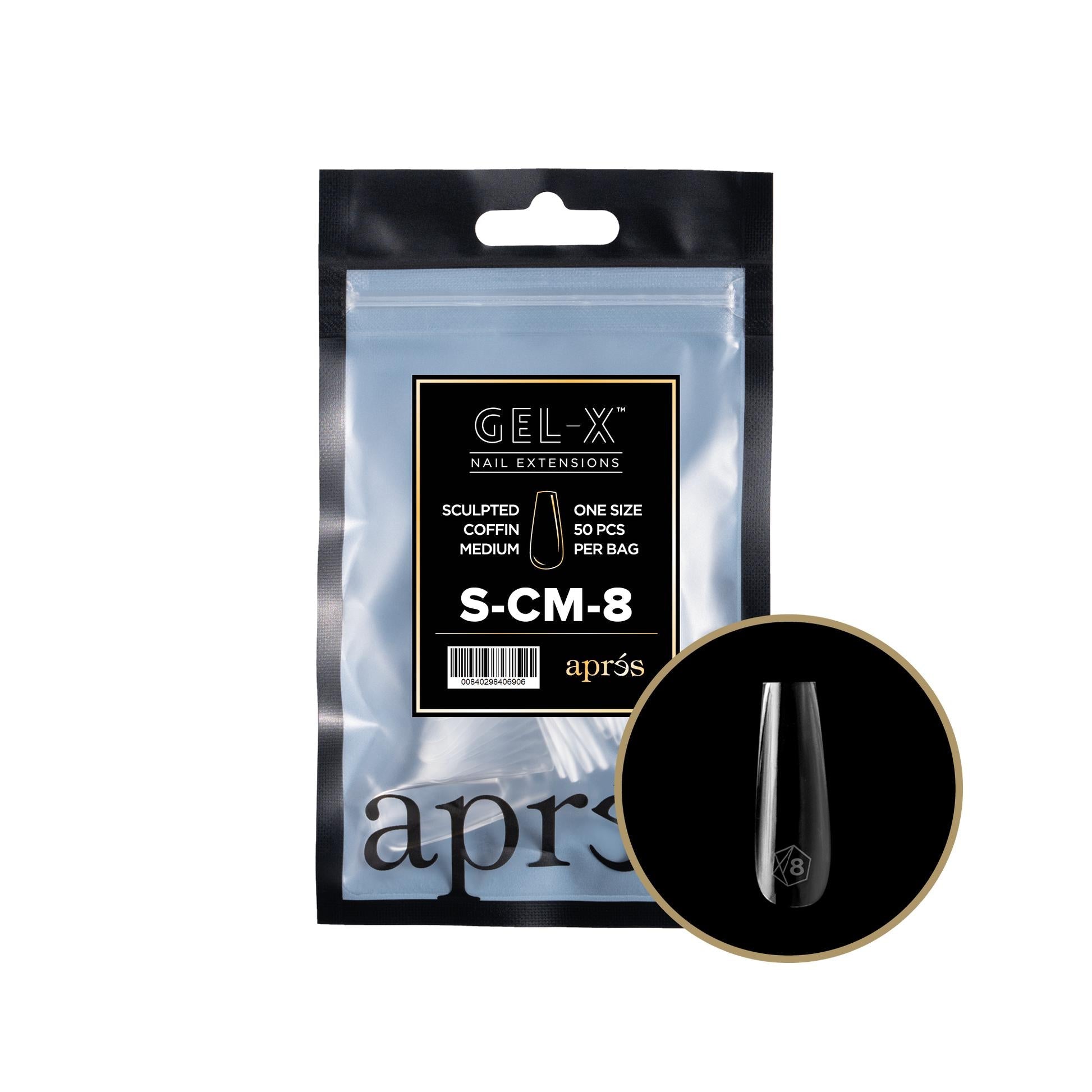 Apres - Gel-X 2.0 Refill Bags - Sculpted Coffin Medium Size 8 (50 Pcs)