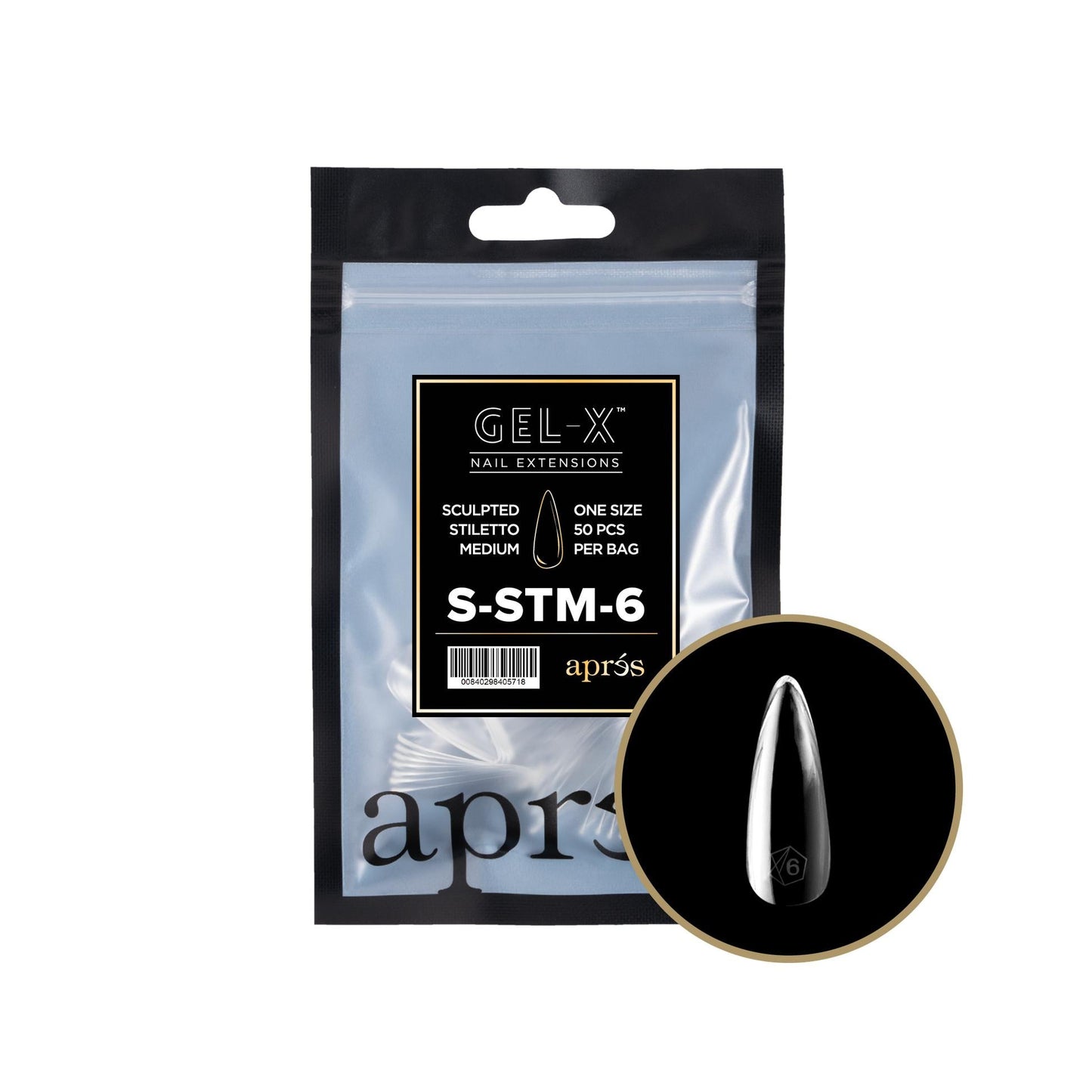 Apres - Gel-X 2.0 Refill Bags - Sculpted Stiletto Medium Size 6 (50 Pcs)